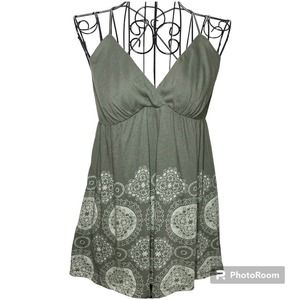 Splendid Geo Floral Strappy Modal Blend Tank Top Green Size Medium